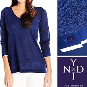 NYDJ Mixed Media Overlapped Back Sweater Top